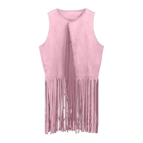 Girl's Faux Suede Tassel Vest Tops Sleeveless Kids Vests Western Retro Boho Waistcoat Cowgirl Jacket Cardigan