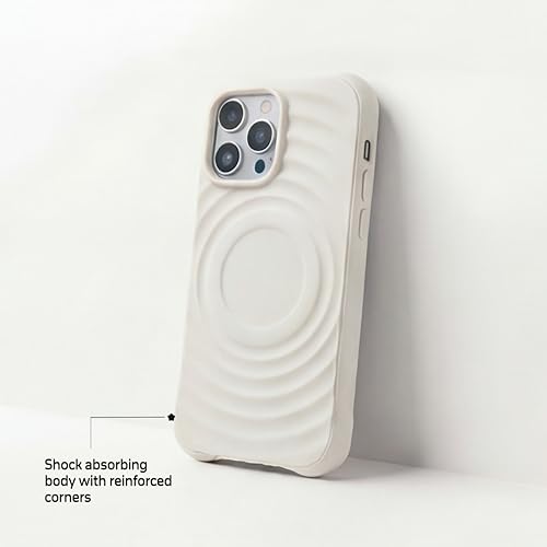 Image of amazon basics Shockproof Case for iPhone 12 Pro Max | Ripple Pattern | Camera Protection | Protective Cover with Enhanced Grip & Wireless Charging Support - White