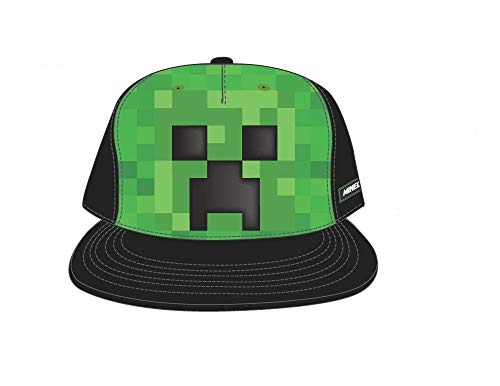 Bioworld Minecraft Creeper Face Snapback Hat Cap Youth Boys Size OSFM Black