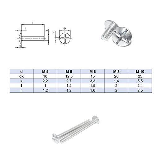 Large Head Round-Head Screws M5X10 Pack of 100 NF E 25-129 A2 Stainless Steel Low Head Double Slot, Packaging: 100 pieces - Image 3