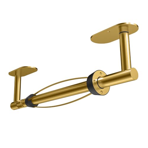 Image of RUACQ Paper Towel Holder Under Cabinet, One Hand Tearing Paper Towel Holder with Damping Effect, Wall Mount & Adhesive Stainless Steel Paper Roll Holder for Kitchen Bathroom (Brushed Gold)
