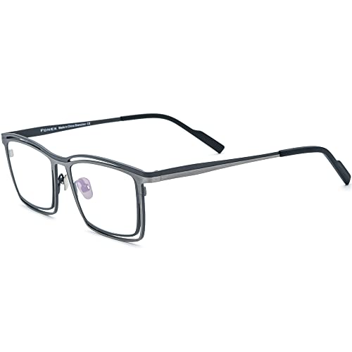 Image of FONEX Pure Titanium Glasses Frame Men Square Magnet Clip On Eyeglasses with Polarized Lens