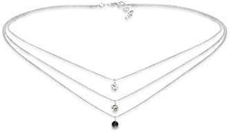Elli Collana da Donna Strato Choker Layer con Cristalli in Argento 925