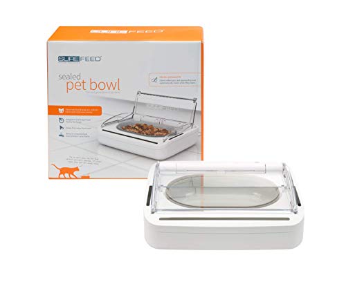 Sure Petcare SureFeed Futterschale für Katzen und kleine Hunde, luftdicht, bewegungsgesteuerter Deckel, hält das Futter frisch, für Nass- und Trockenfutter, 4 x C-Batterien erforderlich, weiß