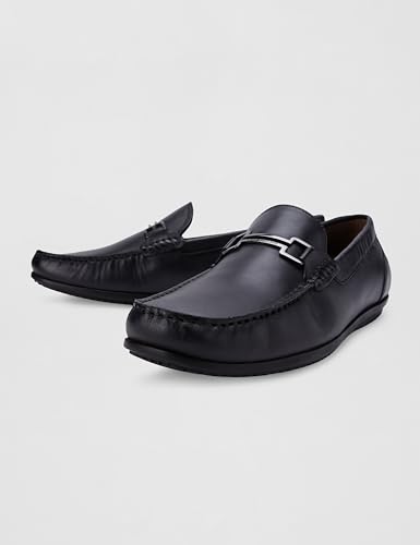 Image of Louis Philippe Men Premium Leather Breathable Lining Material Anti Slip Flat Heel Rubber Sole Formal Loafers