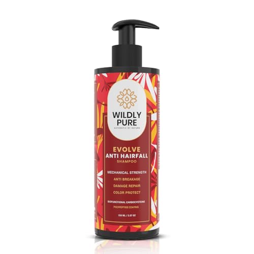 WILDLY PURE Hairfall Control Shampoo | With Hyaluronic Acid & Phospholipids | 30% Increase in Strength in One Wash | 70% Decrease in Frizz | Sulphate, Paraben Free | Men & Women | 150mL [Evolve]