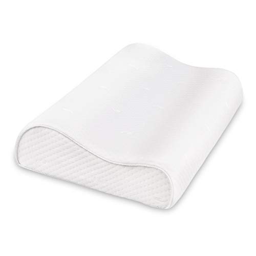 Memory Foam Pillow-Contour Cervical Neck Support Pillows with Washable Pillowcase,Orthopedic Sleeping Neck Pillow Relieve Neck Pain for Back, Side & Stomach Sleepers