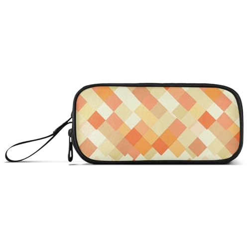 aidingzhi Bolsas de nailon neutro naranja romboide con cremallera de alta capacidad para lápices universitaria, escuela, papelería para adolescentes