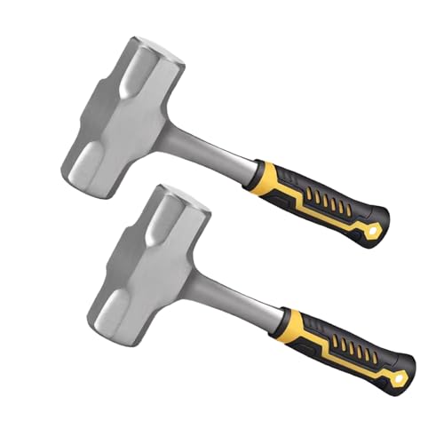 CHUENHEI 2 Stück 2000g Fäustel Hammer, 310mm Lang 2kg Vorschlaghammer mit Gummigriff, Sledge Hammer Abbruchhammer für Camping, Abbrucharbeiten, Pfahlschlagen, Betonbrechen