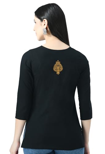 Image of QAZMI Women's Cotton Straight Embroidered Kurti