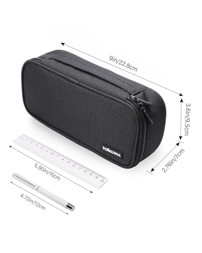 Image of YOKUMA Pencil Case,Large Capacity Pencil Pouch,Aesthetic Zipper Pencil Box, Back to School Supplies for College Student Teen Adults,Travel Essentials,Electronic Cable Organize