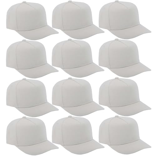 Image of 12 Pack Seamless Baseball Caps Wholesale Bulk - No Center Seam, DIY Friendly, Adjustable Breathable Lightweight for Men Women