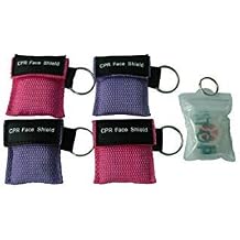 4 Pcs/Pack CPR Barrier with Keychain CPR Face Shield with 1-Way Valve First Aid Kit Purple and Pink