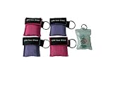 Elysaid 4 Pcs/Pack CPR Mask with Keychain CPR Face Shield with 1-Way Valve First Aid Kit Purple and Pink
