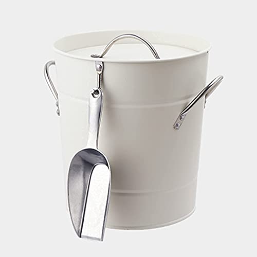 MIIKHI Cubo de hierro galvanizado de doble pared aislante, con cubo de hielo y tapa sellada, asa cómoda, para fiestas, barbacoas en el patio trasero, picnics y camping (blanco) (blanco) (blanco)