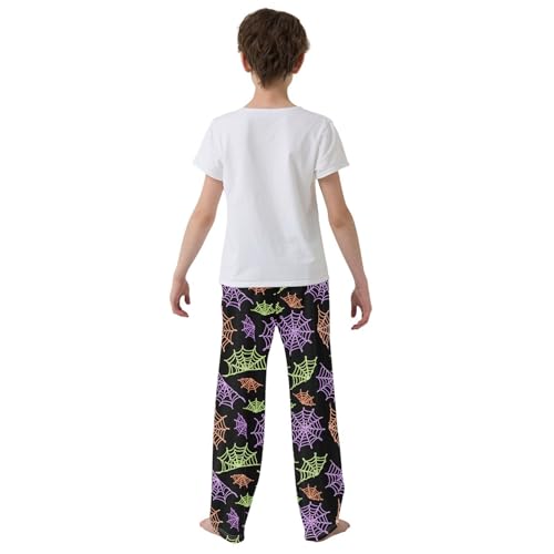 ZZXXB Colorful Cobweb Boys Long Pants Soft Trousers Elastic Waist Kids Lounge Bottoms with Pockets S-XL3