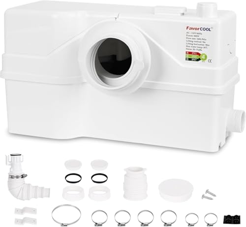 Image of Sink Sewerage Pump 800W, Macerating Toilet Pump 10800 L /h Flow, 29.5ft /9m Head for Basement Upflush Toilet, Macerator Sewerage Sump Pump System With 3 Water Inlets For Bathtub, Laundry And Sink