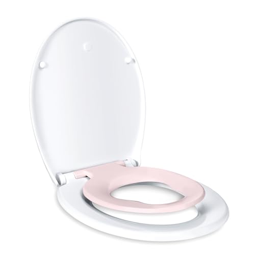 TODOT Abattant WC Familial, Lunette de Toilette avec Siège Enfant Magnétique, Frein de Chute et Charnière Réglable, Abattant WC en Polyéthylène pour...