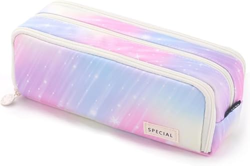 Image of Zqiue Large Pencil Case 3 Compartments Pencil Pouch Big Capacity Pencil Bag Oxford Stationery Storage Pen Bag Cosmetic Makeup Pouch for Women
