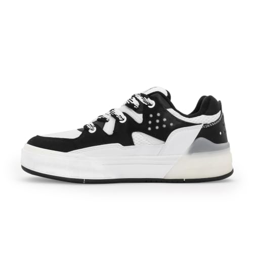 Image of Red Tape Men's Sneakers Black Pu Mesh Round Toe Lace-Up All-Day Comfort