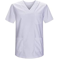 Uniformes De Trabajo Para Mujeres Gorditas MISEMIYA - CASACA UNISEX MÉDICO ENFERMERA UNIFORME LIMPIEZA LABORAL ESTÉTICA DENTISTA VETERINARIA SANITARIO HOSTELERÍA - Ref.817 - S, Blanco