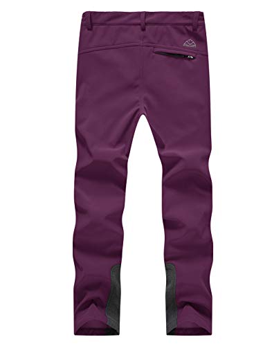 donhobo Damen Gefüttert Winterhose Softshellhose Wanderhose Warm Funktionshose Wasserabweisende Atmungsaktive Strapazierfähige Outdoorhose (Lila, M)