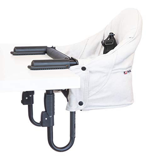 Image of guzzie+Guss Perch Clip-On Table Chair - Easy Setup for Travel (Restaurants, Picnics), at Home (Kitchen Islands, Dining Tables) - Secure & Portable Seating, Machine Washable Fabric - Latte