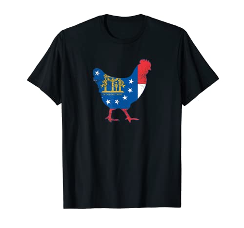 Fowl Threads: Georgia Flag Chicken - Camiseta estilo vintage Camiseta