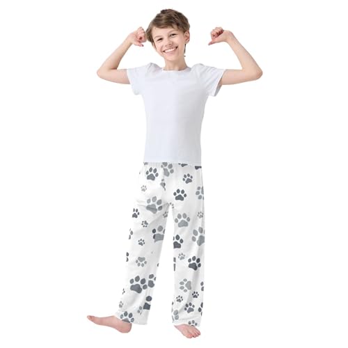 Boys' Pants Paw Print Cat Traces Long Bottoms Jogger Pants Elastic Waist Trousers with Pockets S-XL2
