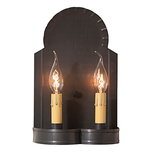 Irvins-Tinware-844WKB-Hanover-Double-Wall-Sconce-in-Kettle-Black-Primitive-Country-Wall-Sconces-in-Tin Irvins Tinware 844WKB Hanover Double Wall Sconce in Kettle Black Primitive Country Wall Sconces in Tin