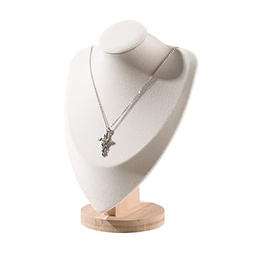 Justsoso 11" Bamboo Necklace Display Stand For Home Jewelry Bust Holder Organizer Pendant Chain Holder For Shop Shell Show (Beige) #TOP4