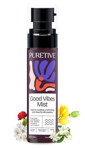 Image of PURETIVE GOOD VIBES Plant Therapy Scent Mist | Body+Linen+Room | 100% Therapeutic Scent Mist with Essential Oil | Uplifts mood & Creates a Soothing Environment | 100ml