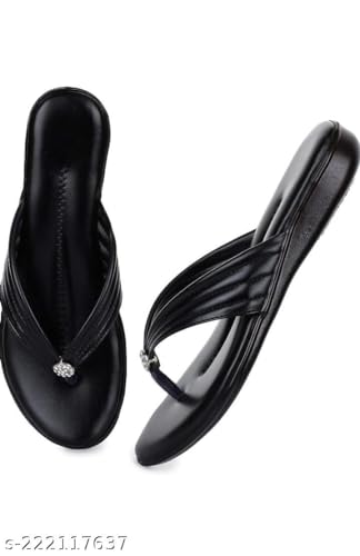 Image of Km Footwear Flat Slipper Sandals for Women Girls Casual Simple and Attractive Flats for Ladies with Padded Bottom
