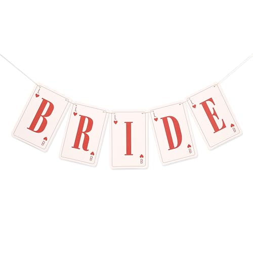 Lucky in Love Bachelorette Banner - Bride Casino Bachelorette Decorations, Las Vegas Sign Bridal Shower Party Supplies, Queen of Heart Playing Card Pieces Garland, Poker Chip Wedding Cake Smash Photo Props