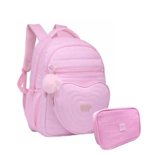 Kit Mochila Bolsa de Costas + Estojo Box Estiloso Para Menina Infantil Juvenil Adulto Escolar Rosa
