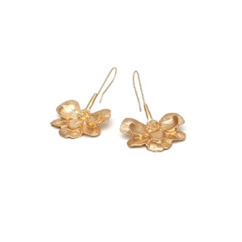 Gold Flower Dangle Earrings for Women, Women’s Cute Hawaiian Flower Petal Bohemian Drop Earrings Jewelry3