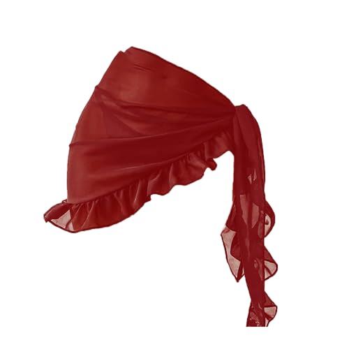 Wambere Pareo, traje de baño de verano, para cubrir el bikini, protección solar, toalla de playa, falda envolvente, falda de baño con volantes, falda de playa, falda para hoguera, piscina, color rojo