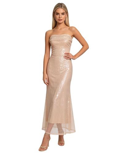 Image of BOLLEY JOSS Women's Sequins Midi Dress Sexy Back Slit Spaghetti Strap Bodycon Long Dress Summer Sparkly Party Dresses