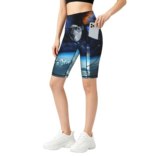 Short de yoga anti frottement Space Planet short running taille haute