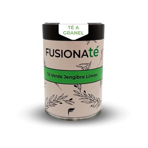FUSIONATÉ Té Verde con Jengibre y Limón a Granel, Lata 150 g de Té Natural Refrescante y Antioxidante, 100% Natural, Energizante y Digestivo, Ideal para Infusión Caliente o Fría