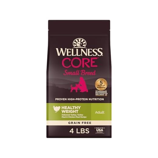 Wellness CORE Dry Dog Food, Small Breed, Grain-Free, High Protein, Natural, Healthy Weight Turkey & Chicken Recipe, (4-Pound Bag)
