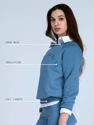 Image of CAVA Essential Sweatshirt for Women | Brushed Fleece, Round Neck, Full Sleeves, Ribbed Cuffs, Embroidery Detail | Cozy Loungewear & Travelwear