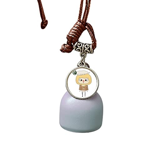 Campana colgante de coche rábano blanco atrapasueños adorno espejo retrovisor 2