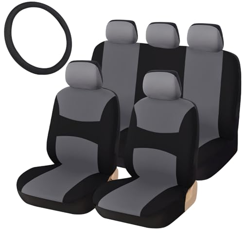 Housses de siège auto universelles Ciieeo avec couvre-volant pour banquette arrière et avant