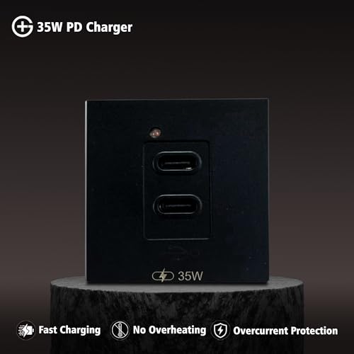 Image of MX USB-C + USB-C 35W PD GaN Charger - 2 Modular Charging Socket | High-Power Fast Charging Module | Quick Charge USB Socket