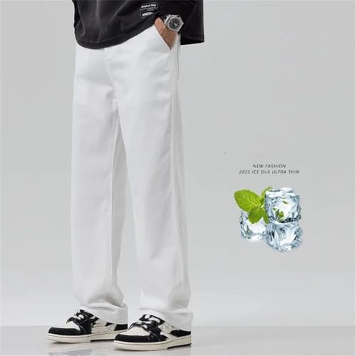 Men's Jeans, Thin Ice Silk Loose Straight Leg Wide Leg Pants Washed Hanging Casual Versatile Pants3