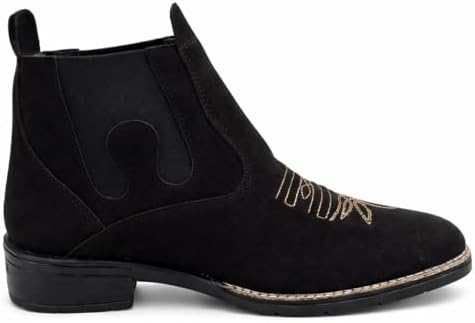 Botina Masculina Texana Country Cano Curto Elástico Lateral Borda...