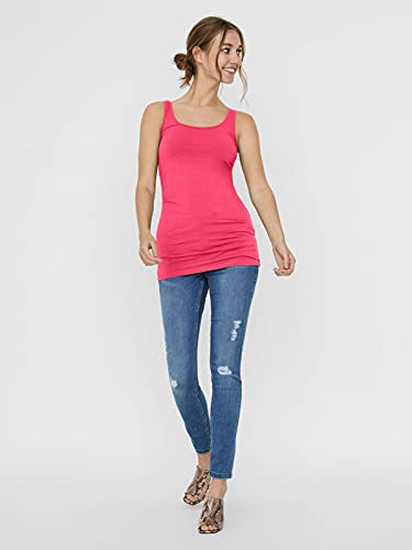 VERO MODA Damen VMMAXI My Soft Long Tank TOP GA 3P 10229554, Bright White/Honeysuckle + HON, L – Ansicht 5