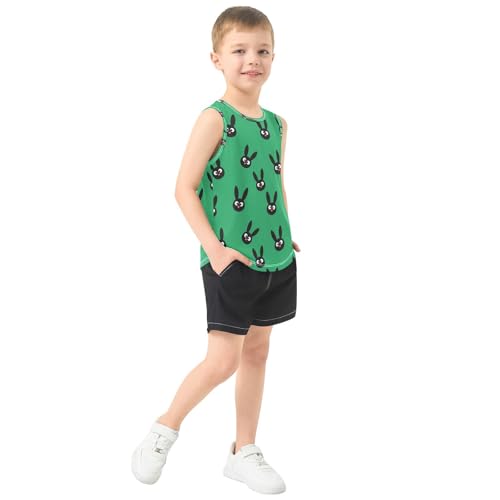 J JOYSAY Cartoon Rabbit Green Boys Tank Top Sleeveless Muscle Shirts Quick Dry Active Sport Workout Kids T-Shirts 3-15T4