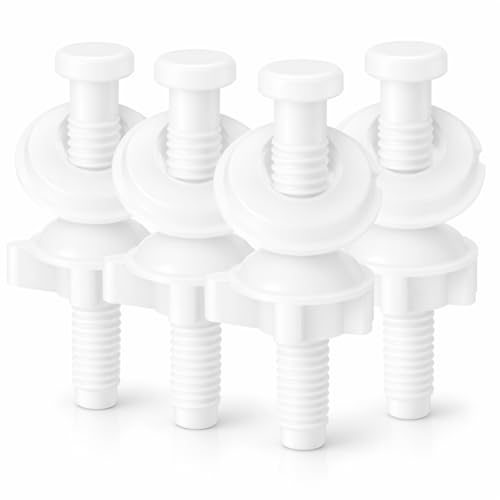 LRVAE 4 Pcs Toilet Seat Screws Including Plastic Bolts Nuts and Washers Durable Toilet Lid Bolts Replacement Kit to Fix Loose Top Sleek 3-in-1 Fasteners Floor Bolts & Washer Sets